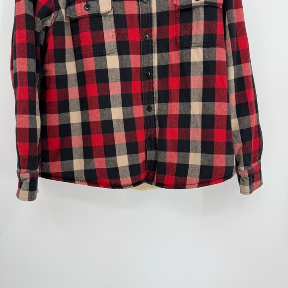 J Crew Flannel Shirt Jacket Mens Size XL Sherpa Lined Plaid Mercantile Heavy - Picture 4 of 9